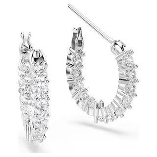 Swarovski - Vittore/Matrix hoop earrings, Round cut, White, Rhodium plated 5562126/5633866 (SS)