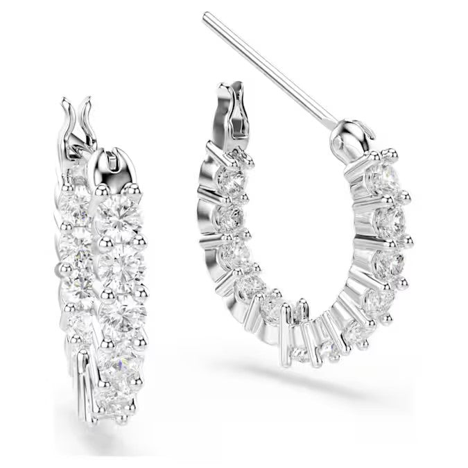 Swarovski - Vittore/Matrix hoop earrings, Round cut, White, Rhodium plated 5562126/5633866 (SS)