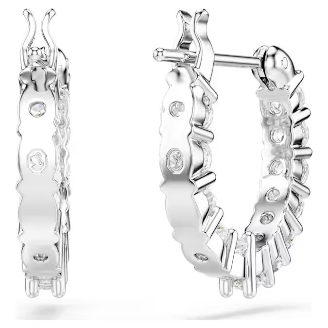 Swarovski - Vittore/Matrix hoop earrings, Round cut, White, Rhodium plated 5562126/5633866 (SS)