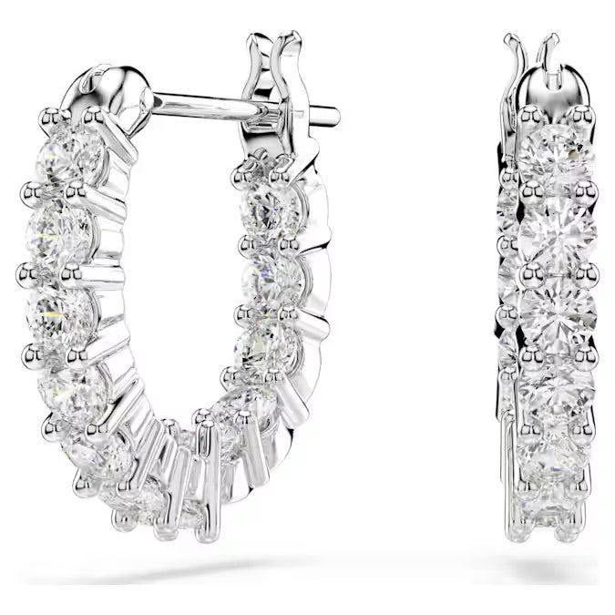 Swarovski - Vittore/Matrix hoop earrings, Round cut, White, Rhodium plated 5562126/5633866 (SS)