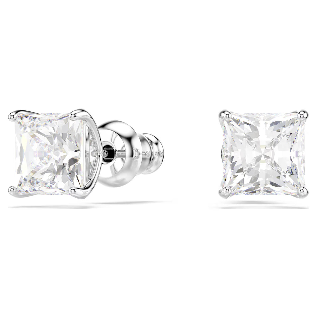 Swarovski Attract/Stilla stud earrings, Square cut, White, Rhodium plated - 5430365/5537868 (SS)