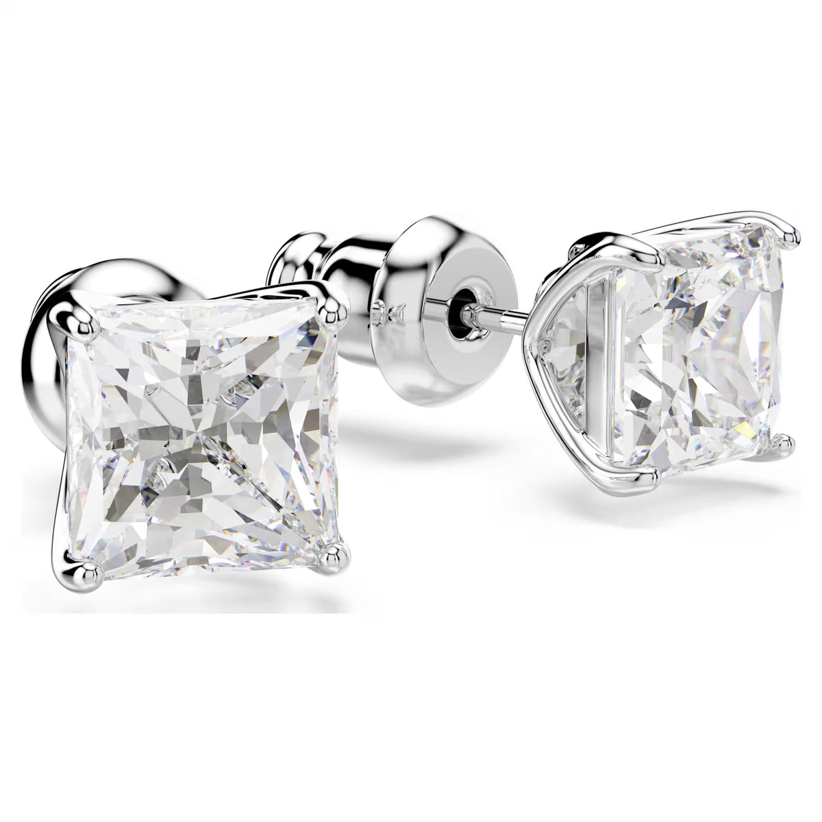Swarovski Attract/Stilla stud earrings, Square cut, White, Rhodium plated - 5430365/5537868 (SS)