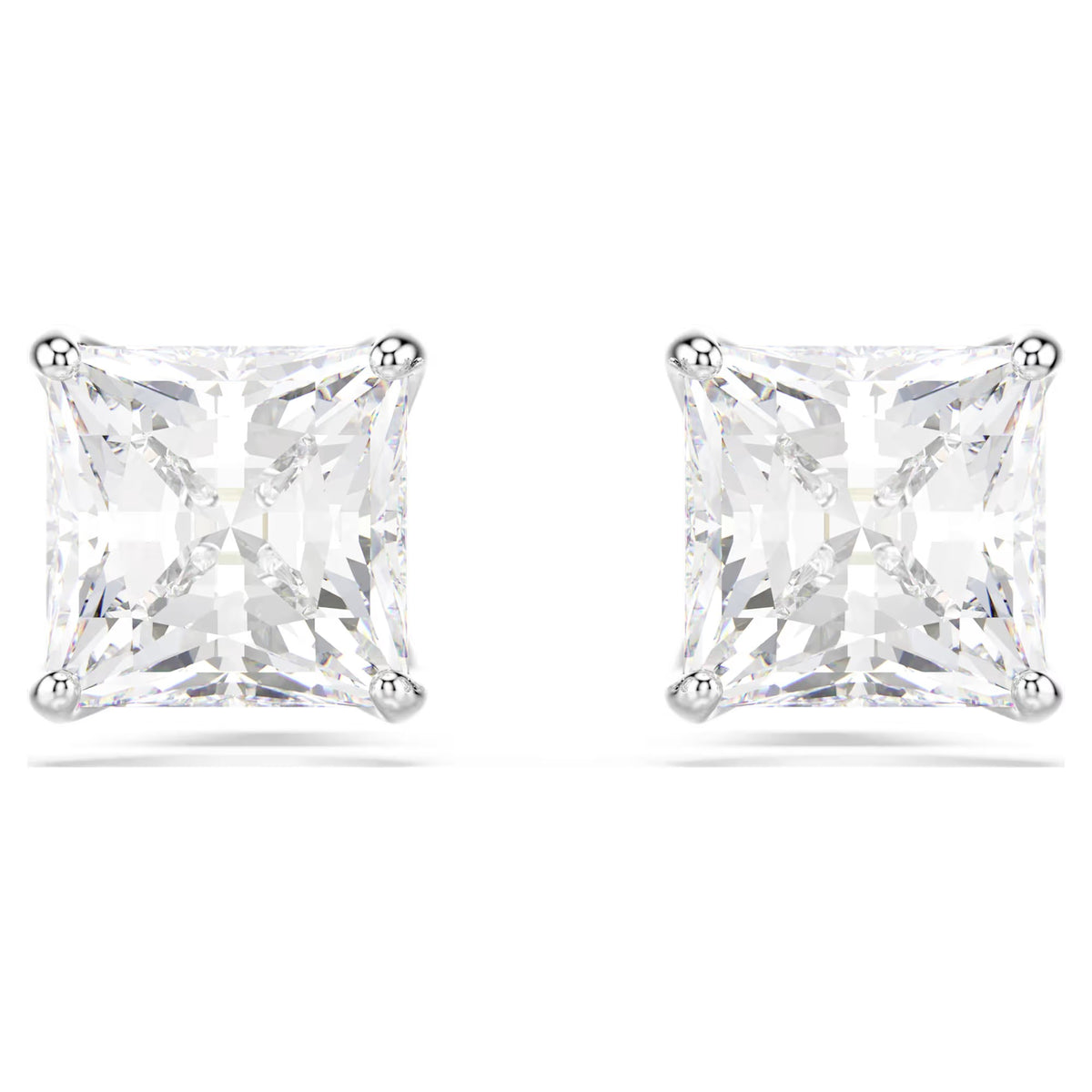 Swarovski Attract/Stilla stud earrings, Square cut, White, Rhodium plated - 5430365/5537868 (SS)