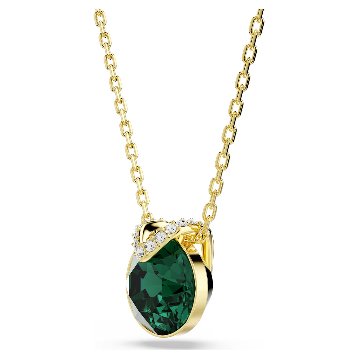 Swarovski Bella V pendant, Round cut, Green, Gold-tone plated 5735387