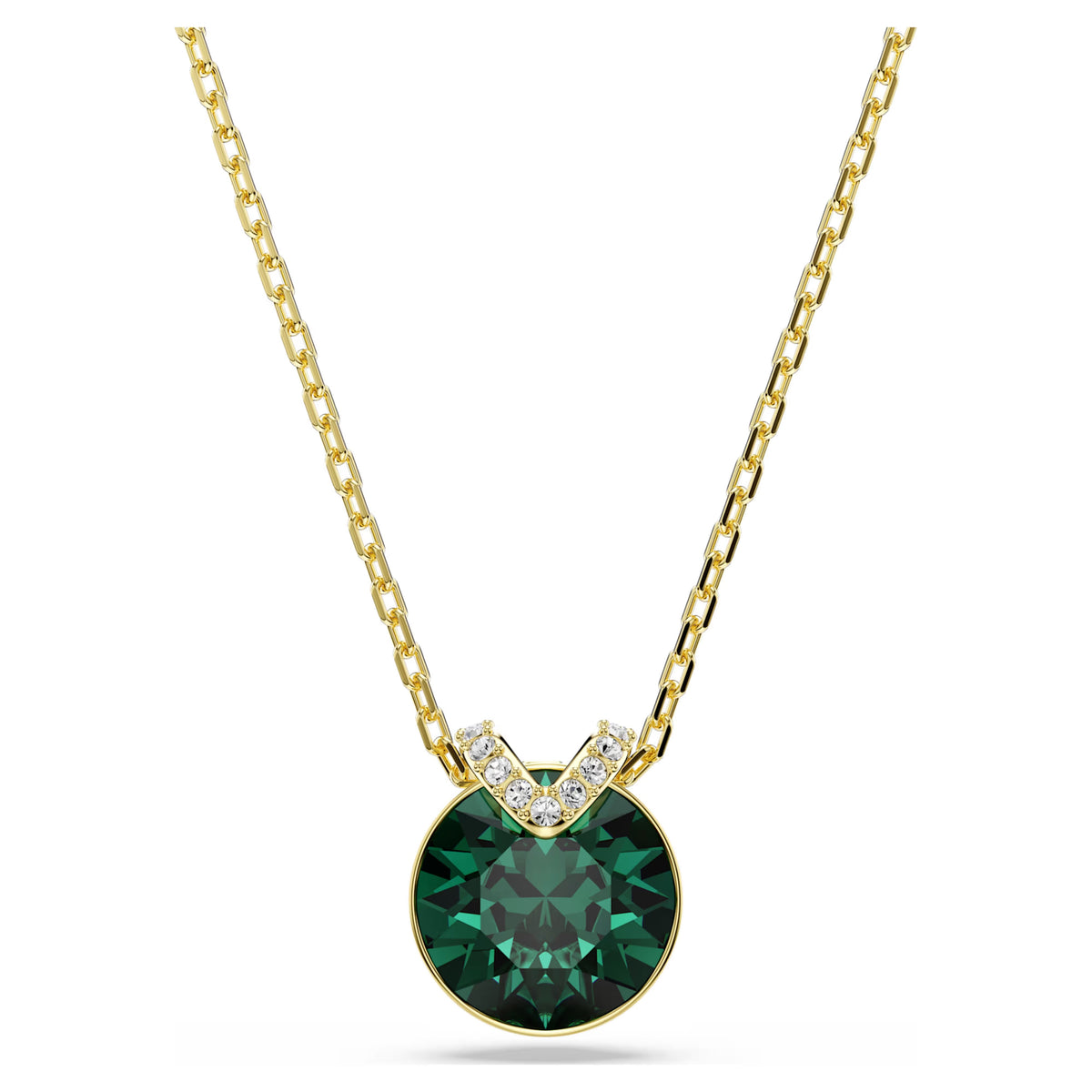 Swarovski Bella V pendant, Round cut, Green, Gold-tone plated 5735387