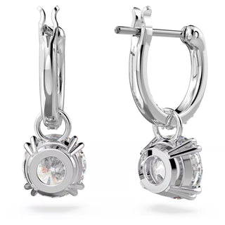 Swarovski Constella/Stilla drop earrings, Round cut, White, Rhodium plated - 5636717/5649007 (SS)