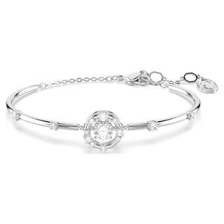 Swarovski Constella bangle, Round cut, Dancing stone, White, Rhodium plated 5743523