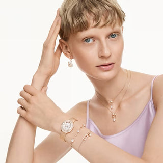 Swarovski Constella bracelet Crystal pearl, Round cut, White, Rose gold-tone plated 5728588