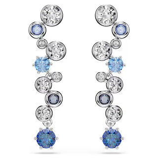 Swarovski Constella drop earrings Mixed cuts, Blue, Rhodium plated 5732775