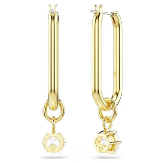 Swarovski Constella drop earrings Round cut, White, Gold-tone plated  5728587