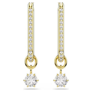 Swarovski Constella drop earrings Round cut, White, Gold-tone plated  5728587