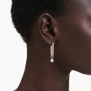 Swarovski Constella drop earrings Round cut, White, Gold-tone plated  5728587