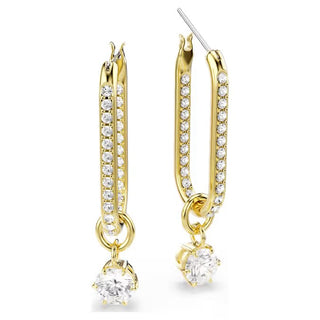 Swarovski Constella drop earrings Round cut, White, Gold-tone plated  5728587