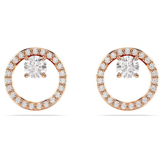 Swarovski Constella stud earrings, Round cut, White, Rose tone plated - 5692263/5701587 (SS)