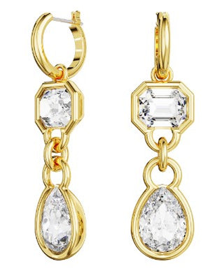 Pendientes colgantes Swarovski Dextera, Tallas mixtas, blanco, Baño tono oro - 5663265 