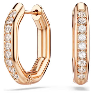 Swarovski Dextera hoop earrings Octagon shape, Round cut, Small, White, Rose gold-tone plated 5743798