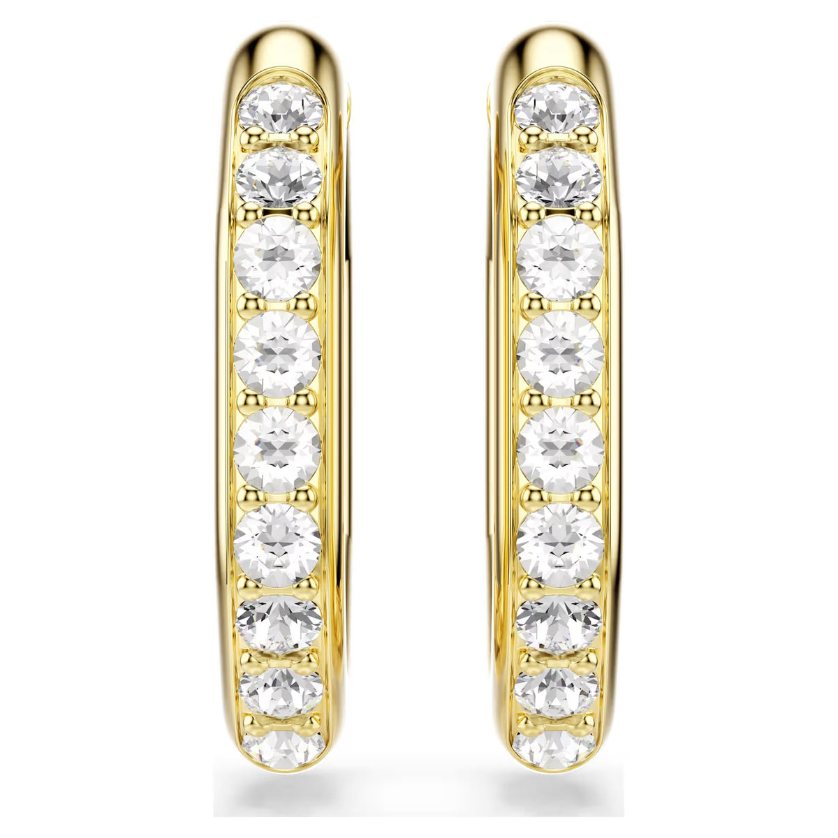 Swarovski Dextera hoop earrings, Octagon shape, Round cut, White, Gold-tone plated 5724584