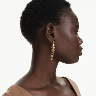 Swarovski Gema drop earrings, Asymmetrical design, Mixed cuts, Long, Yellow, Gold-tone plated 5718073