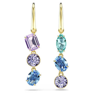 Swarovski Gema drop earrings, Asymmetrical design, Mixed cuts, Multicolored, Gold-tone plated 5747917