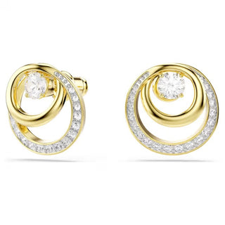 Swarovski Hyperbola stud earrings, Round cut, White, Gold-tone plated 5740407