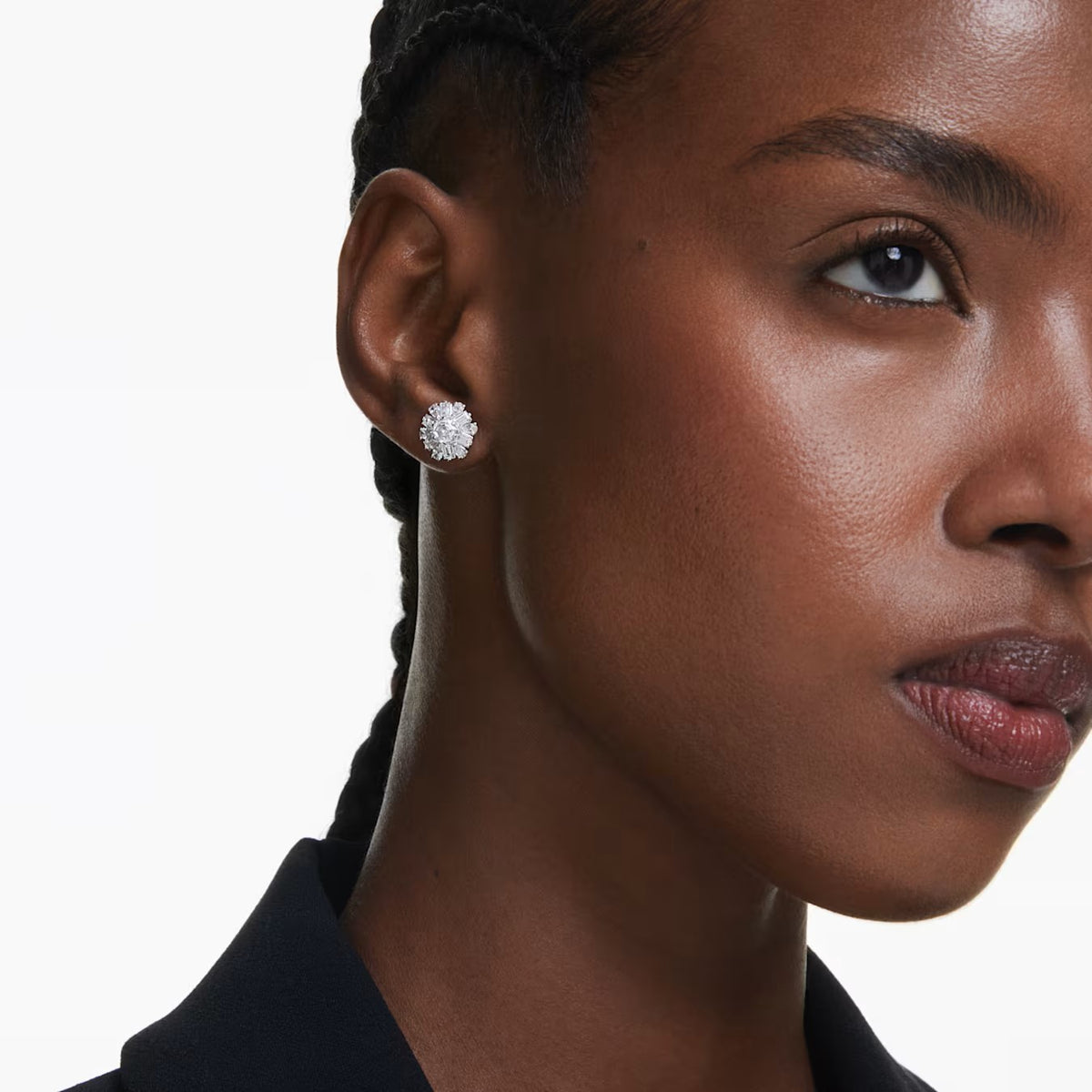 Swarovski Idyllia stud earrings, Mixed cuts, Snowflake, White, Rhodium plated - 5691483/5701593 (SS) -Discontinued