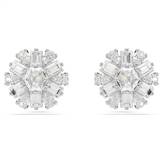Swarovski Idyllia stud earrings, Mixed cuts, Snowflake, White, Rhodium plated - 5691483/5701593 (SS) -Discontinued