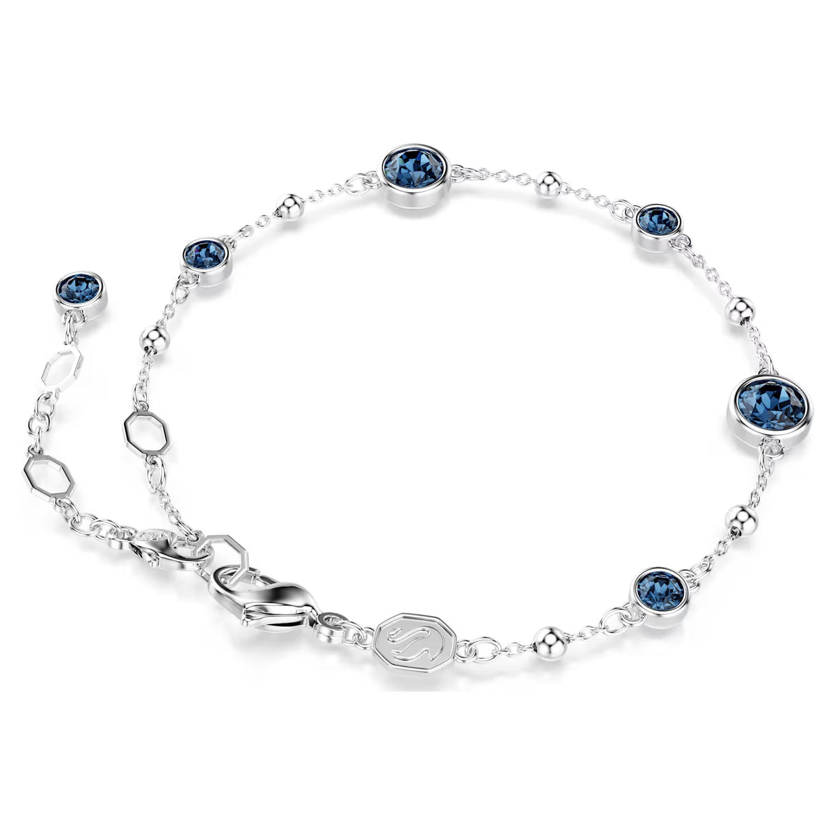 Swarovski Imber bracelet, Round cut, Blue, Rhodium plated 5730679