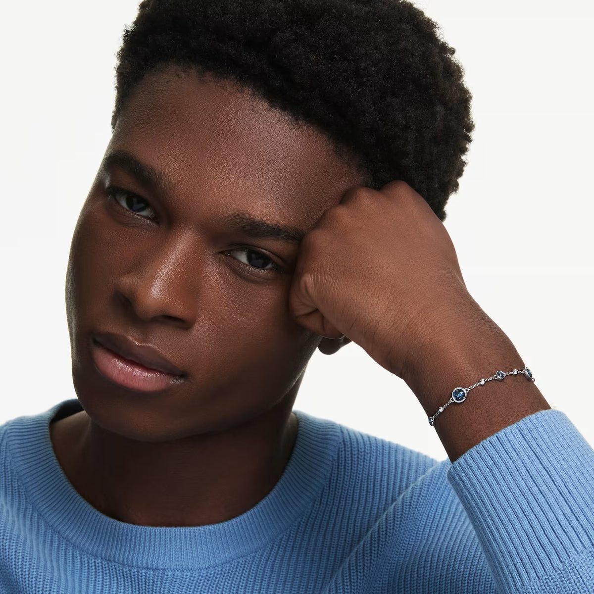 Swarovski Imber bracelet, Round cut, Blue, Rhodium plated 5730679