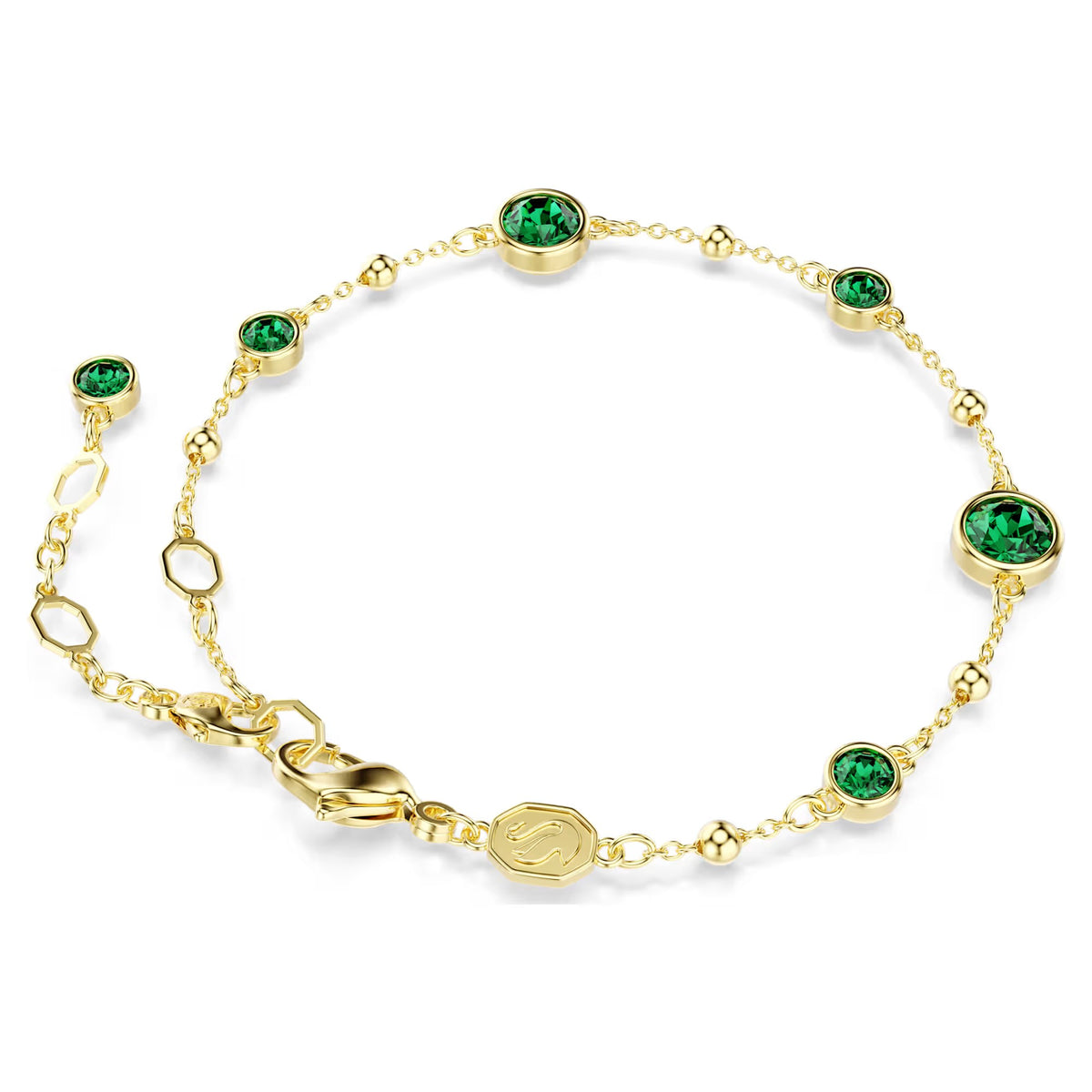 Swarovski Imber bracelet, Round cut, Green, Gold-tone plated 5730676