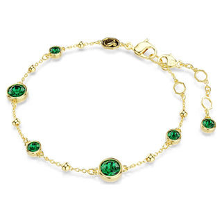 Swarovski Imber bracelet, Round cut, Green, Gold-tone plated 5730676