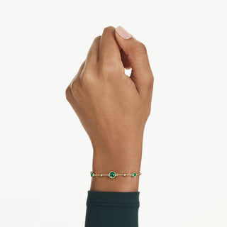 Swarovski Imber bracelet, Round cut, Green, Gold-tone plated 5730676