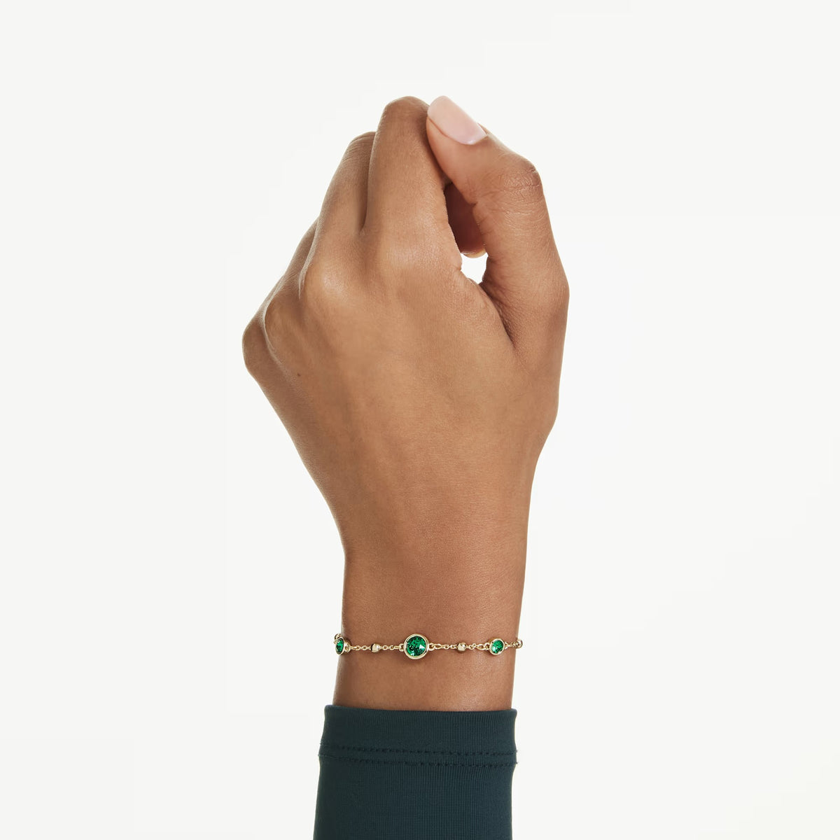 Swarovski Imber bracelet, Round cut, Green, Gold-tone plated 5730676