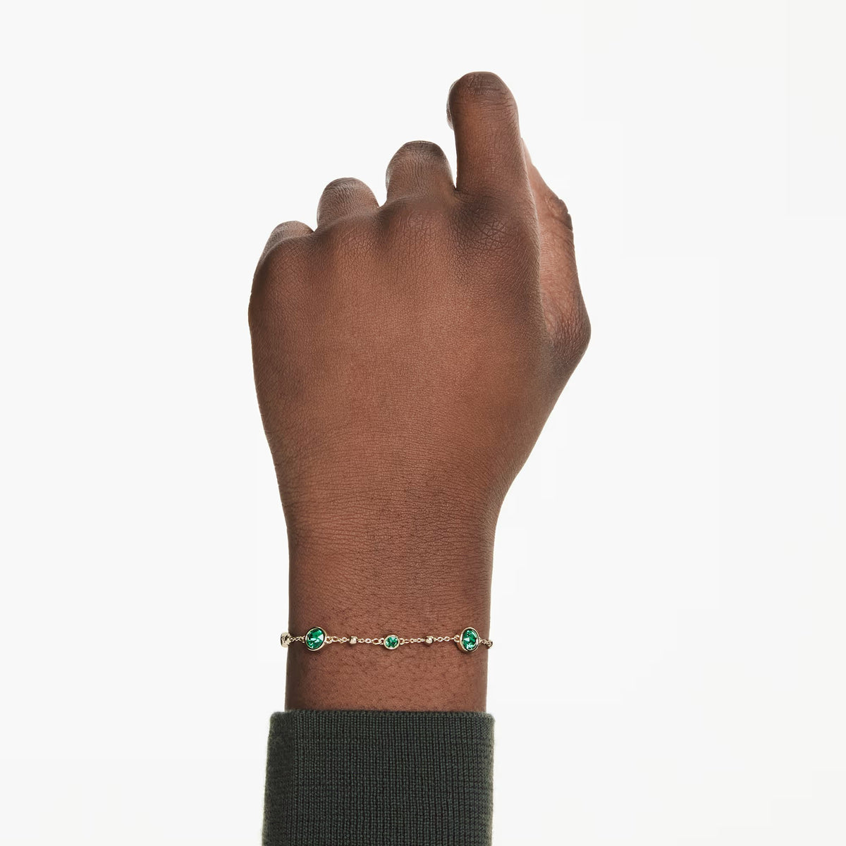 Swarovski Imber bracelet, Round cut, Green, Gold-tone plated 5730676