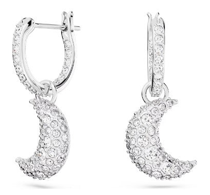 Pendientes colgantes Swarovski Luna, Luna, blanco, Baño de rodio 5666157 