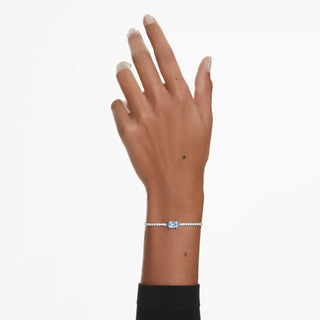 Swarovski Matrix Tennis bracelet, Mixed cuts, Blue, Rhodium plated - 5693412