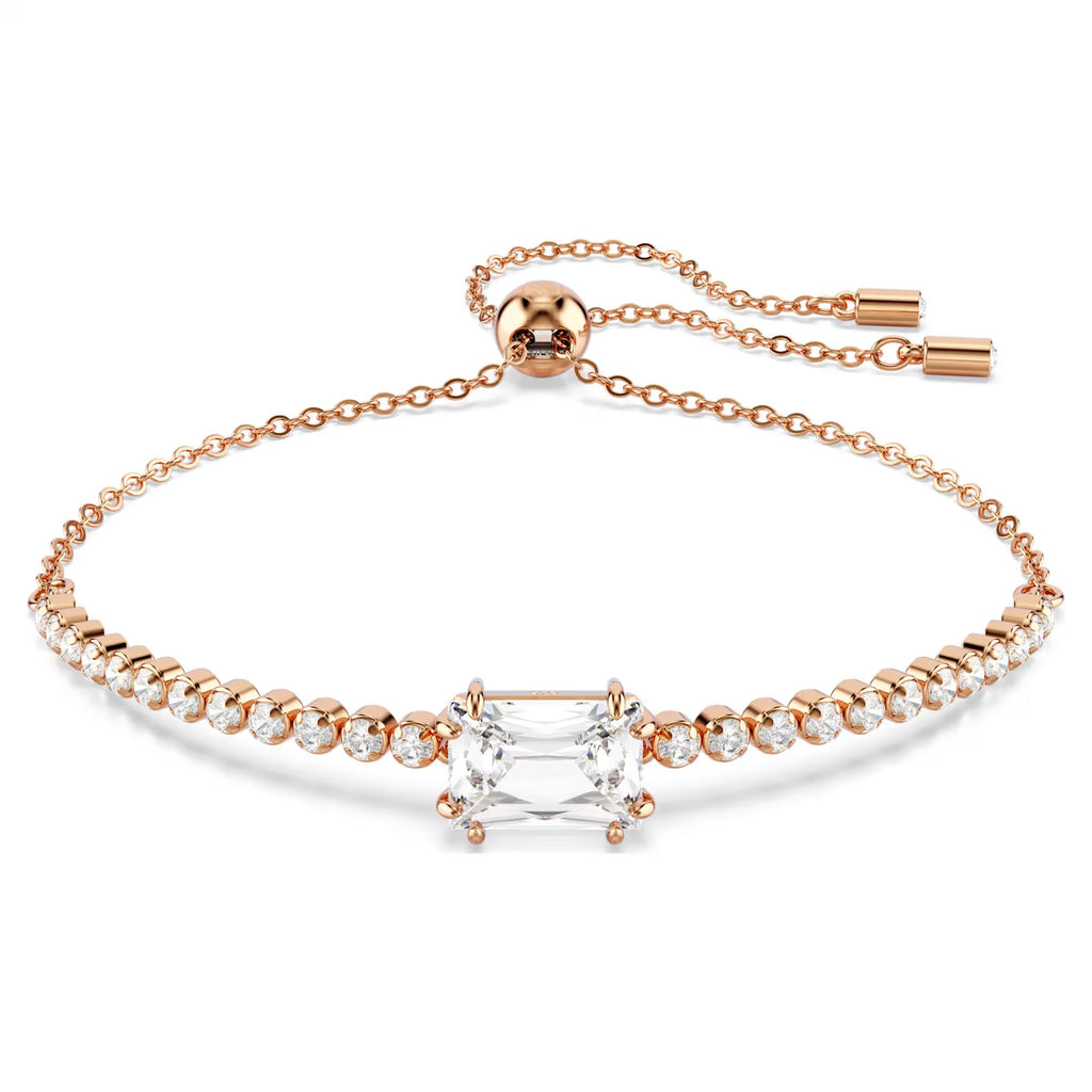 Swarovski Matrix Tennis bracelet, Mixed cuts, White, Rose gold-tone pl ...