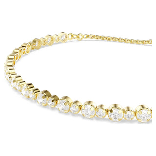 Swarovski Matrix Tennis bracelet, Round cut, White, Gold-tone plated 5730709