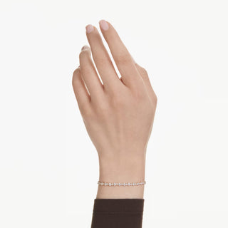 Swarovski Matrix Tennis bracelet, Round cut, White, Gold-tone plated 5730709