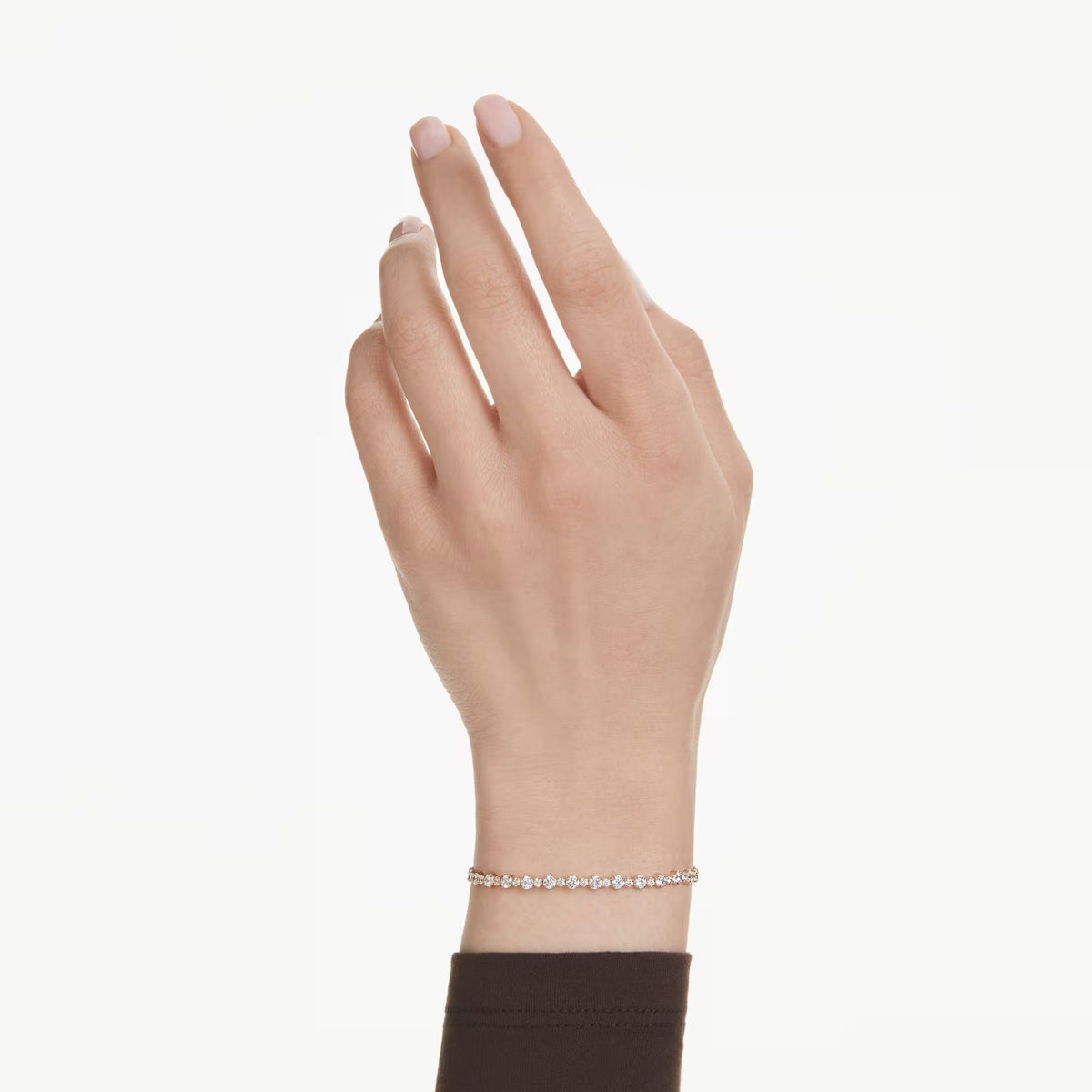 Swarovski Matrix Tennis bracelet, Round cut, White, Gold-tone plated 5730709