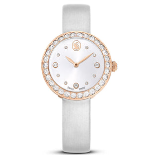 Swarovski Matrix Tennis watch, Swiss Made, Leather strap, Gray, Rose gold-tone finish 5710105 - Discontinued