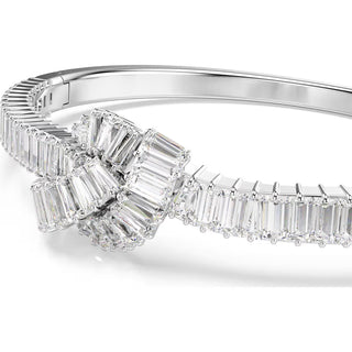 Swarovski Matrix bangle, Baguette cut, Knot, White, Rhodium plated 5727120