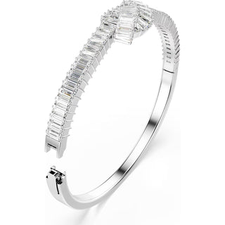 Swarovski Matrix bangle, Baguette cut, Knot, White, Rhodium plated 5727120