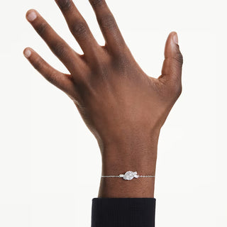 Swarovski Matrix bracelet, Baguette cut, Knot, White, Rhodium plated 5731101