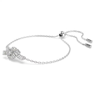 Swarovski Matrix bracelet, Baguette cut, Knot, White, Rhodium plated 5731101
