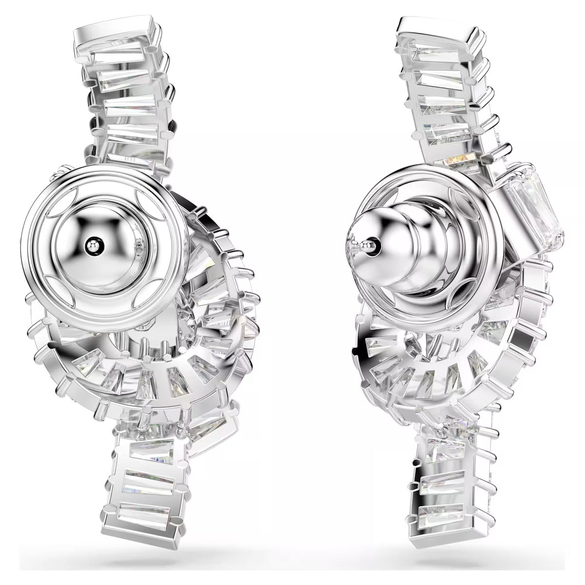 Swarovski Matrix earrings, Baguette cut, Knot, White, Rhodium plated 5727040