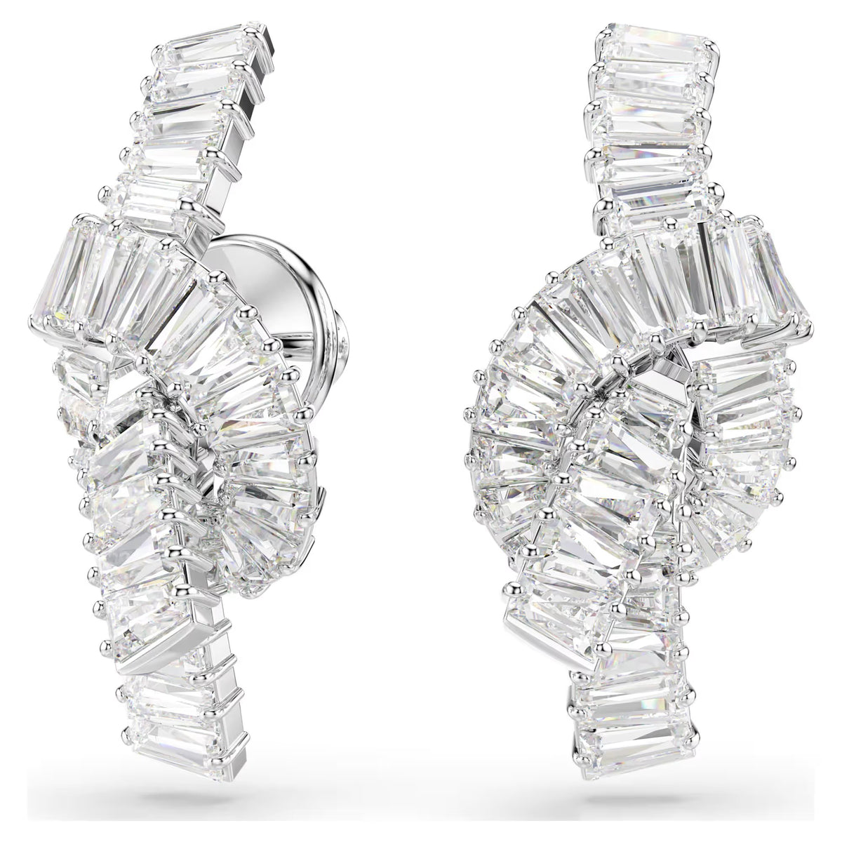 Swarovski Matrix earrings, Baguette cut, Knot, White, Rhodium plated 5727040