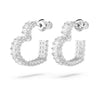Swarovski Matrix hoop earrings, Baguette cut, Heart, Small, White, Rhodium plated - 5653170/5689693 (SS)