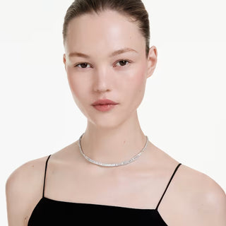 Swarovski Matrix necklace, Baguette cut, White, Rhodium plated 5727111