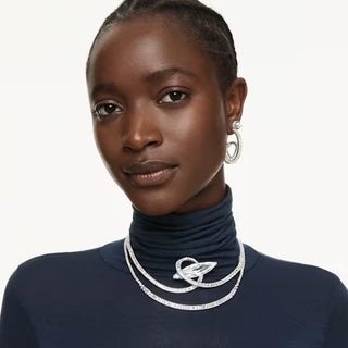 Swarovski Matrix necklace, Baguette cut, White, Rhodium plated 5727111