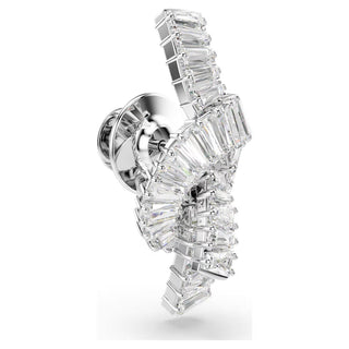 Swarovski Matrix tack pin, Baguette cut, Knot, White, Rhodium plated 5731102